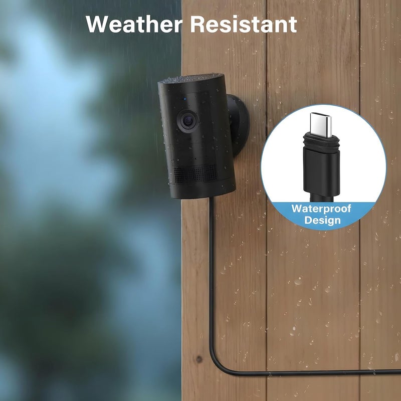 ALERTCAM 25ft Weatherproof Power Adapter for 𝐑𝐢𝐧𝐠 Spotlight Cam Plus/Pro (Battery) and Outdoor Cam Plus (Battery), Flat USB-C Power Cord for Continuous Power Supply to Security Camera, Black - Image 5